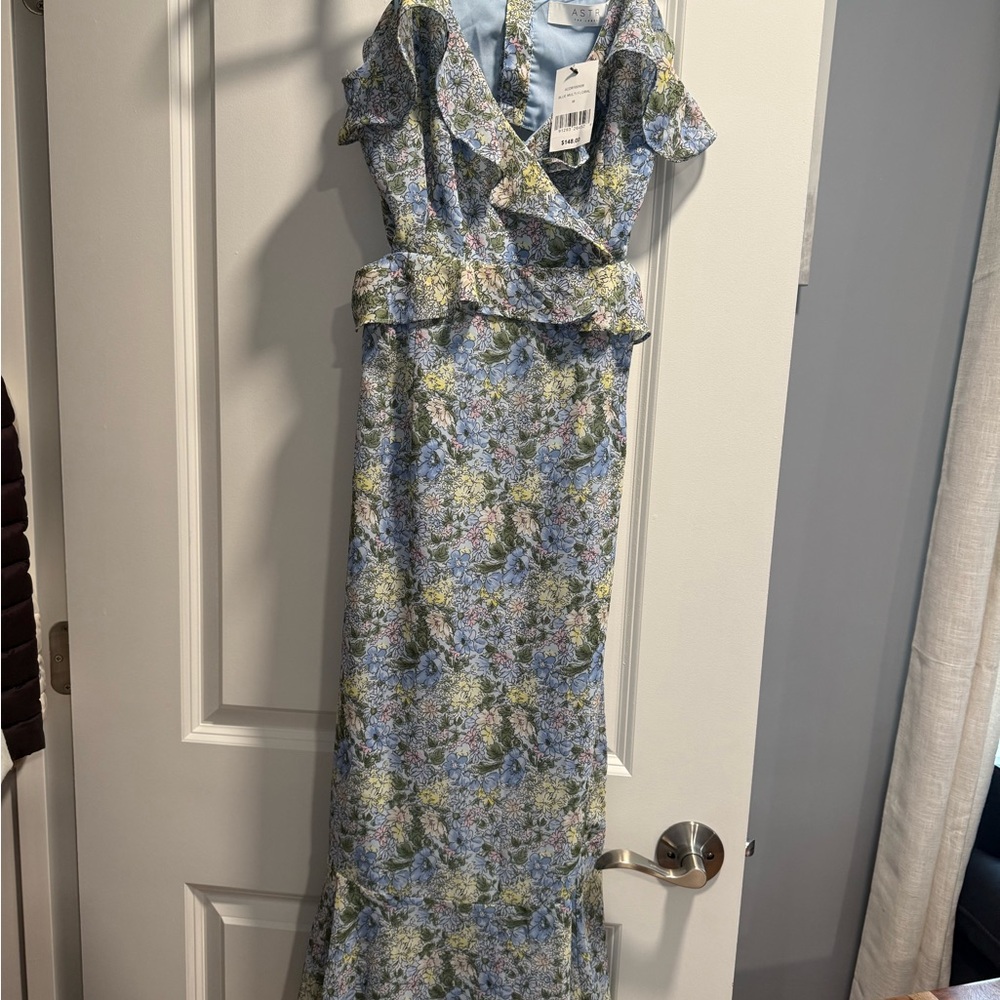 Floral Ruffle Cutout Dress